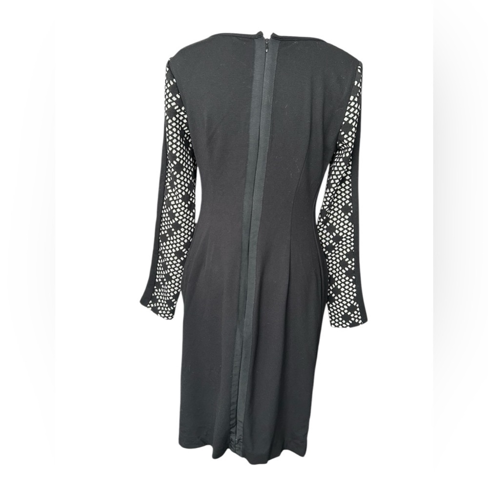 Vince Camuto Elegant black midi dress with square mesh cutout design size 6 - Picture 3 of 9